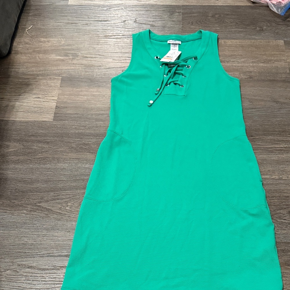 Tommy Bahama Vibrant Green Lace-Up Mini Dress